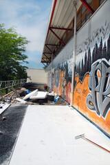 Boehringer-Sporthalle Aussenansicht vor der Sanierung