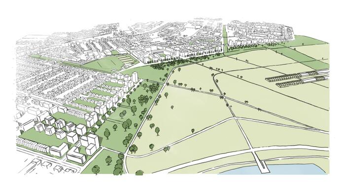 Visualisierung der Wohnbebauung am Rande der ehemaligen US-Kaserne Spinelli