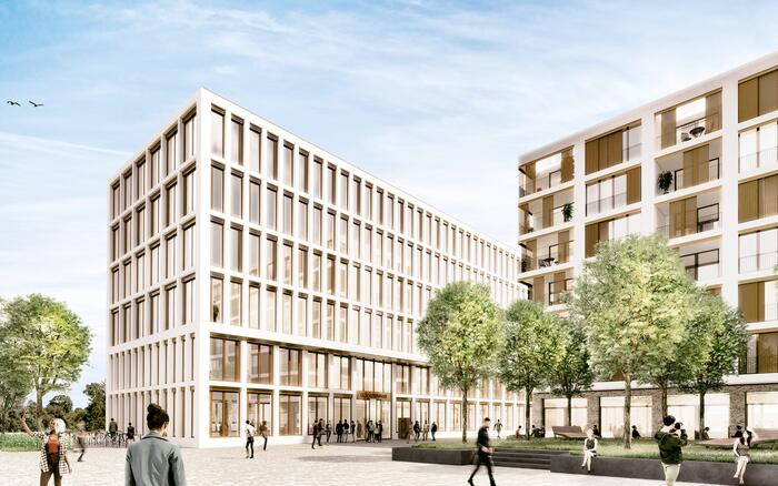 Visualisierung Büro- und Wohnensemble LIV. Mannheim im Glückstein-Quartier