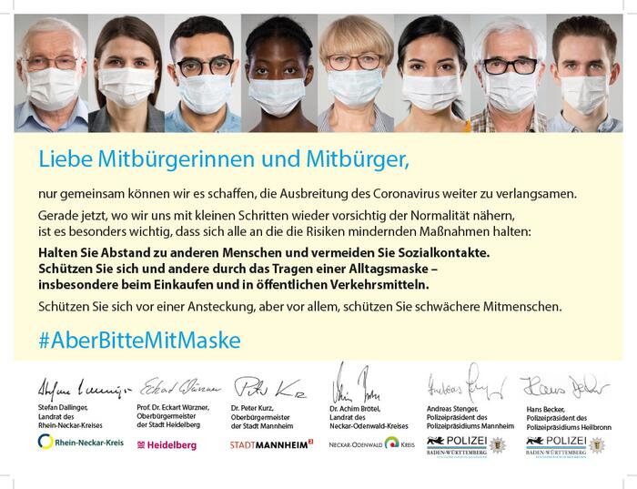 Anzeige Region zu Corona-Maßnahmen