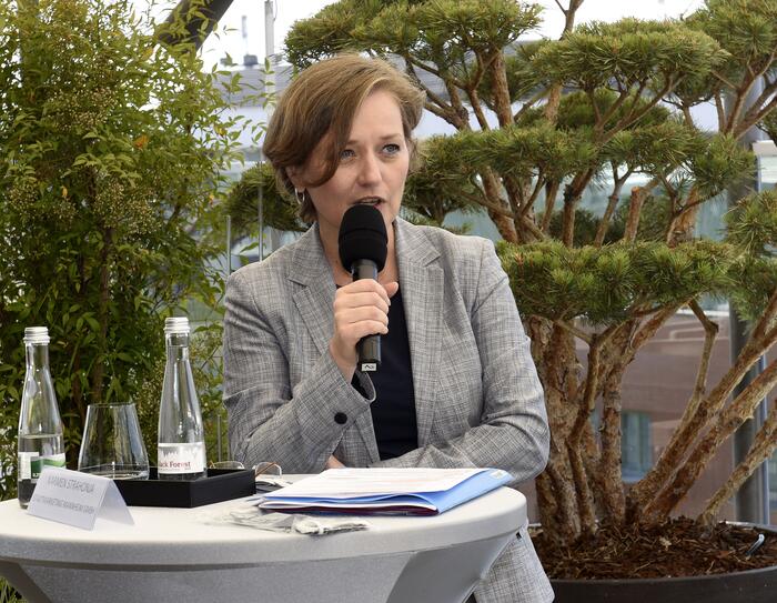 Karmen Strahonja, Geschäftsführerin Stadtmarketing Mannheim GmbH bei der Pressekonferenz zur Kampagne