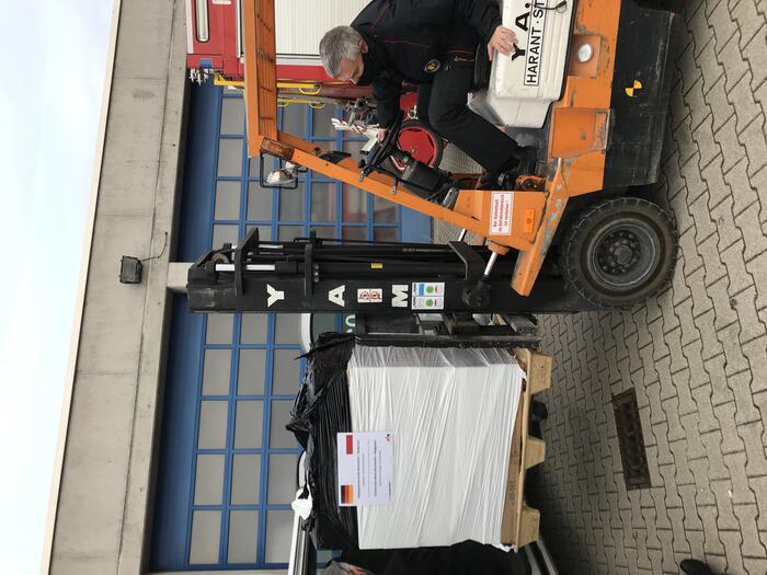 Verladung der Masken für Bydgoszcz