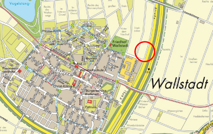 Lageplan neues Kultur-und Sportzentrum mit Freiwilliger Feuerwehr in Wallstadt