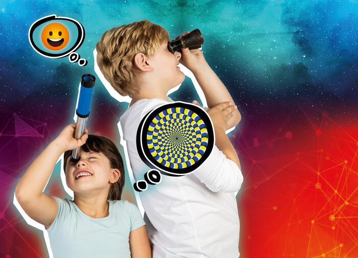 Kinder mit Ferngläsern