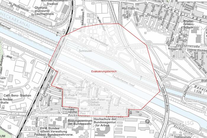 Evakuierungsbereich Kampfmittelfund Maulbeerinsel