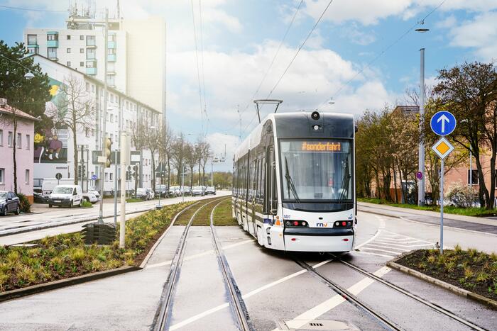 Die neue Rhein-Neckar-Tram verkehrt seit Freitag, 14. April, als BUGA 23-Express.