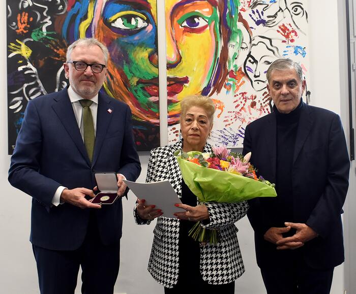 Oberbürgermeister Dr. Peter Kurz, Ilona Lagrene, Romani Rose, Vorsitzender des Zentralrats Deutscher Sinti und Roma