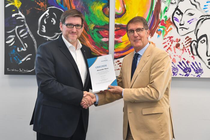 Bürgermeister Michael Grötsch (re.) und Alexander Manz (li.), Vorsitzender Kreisverband Mannheim