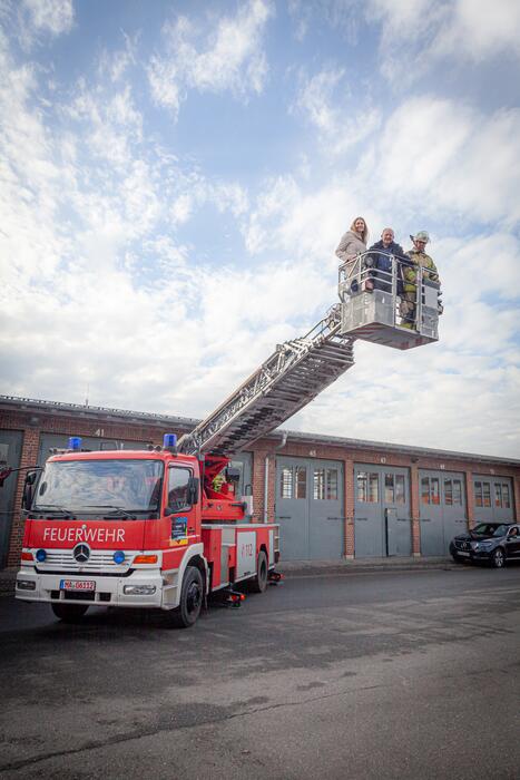 Die Drehleiter für Czernowitz in Funktion