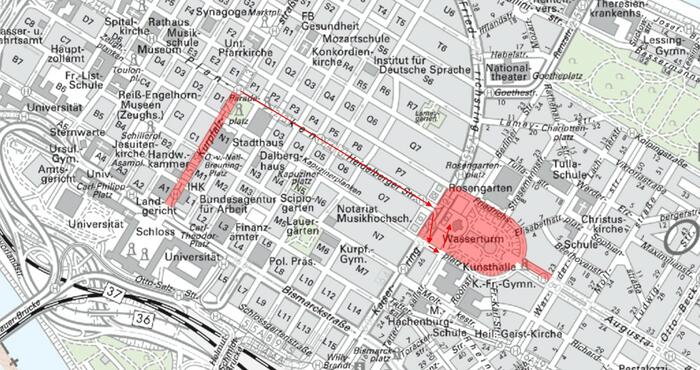 Von der Veranstaltung betroffene Bereiche