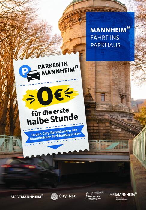 Poster zum kostenlosen Parken in Mannheim